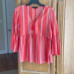 Sanctuary Women's Coral and White Striped Blouse size medium